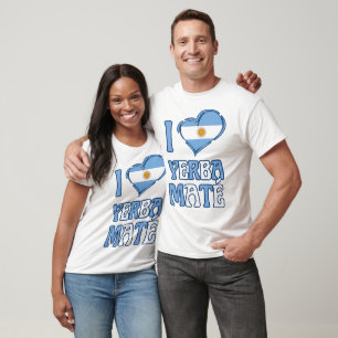 Stijlvolle Argentijnse vlag I LOVE YERBA MATE T-shirt