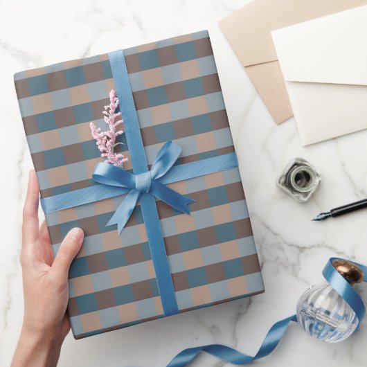 Stijlvolle Arona Blauw En Mocha  Cadeaupapier (Geschenken)
