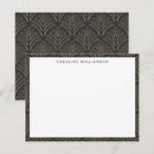 Stijlvolle Art Deco Line Art Black Persoonlijke na Notitiekaartje (Voorkant / Achterkant)