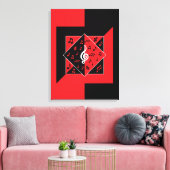 Stijlvolle art Deco-Muzieknoten rood zwart wit Canvas Afdruk (Insitu (Woonkamer))