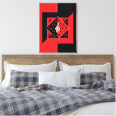 Stijlvolle art Deco-Muzieknoten rood zwart wit Canvas Afdruk (Insitu (Slaapkamer))