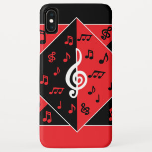 Stijlvolle art Deco-Muzieknoten rood zwart wit Case-Mate iPhone Case