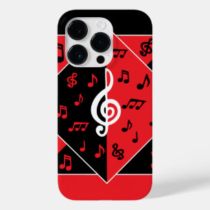 Stijlvolle art Deco-Muzieknoten rood zwart wit Case-Mate iPhone 14 Pro Hoesje