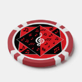 Stijlvolle art Deco-Muzieknoten rood zwart wit Poker Chips (Enkel)