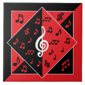 Stijlvolle art Deco-Muzieknoten rood zwart wit Tegeltje (Voorkant)