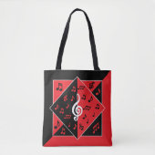 Stijlvolle art Deco-Muzieknoten rood zwart wit Tote Bag (Voorkant)