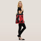 Stijlvolle art Deco-Muzieknoten rood zwart wit Tote Bag (Op model)