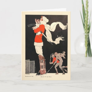Stijlvolle Art Deco Woman Hockey Player Holiday Ca Kaart