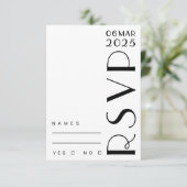 Stijlvolle Art Deco Zwart Wit bruiloft RSVP Kaartje (Staand voorkant)