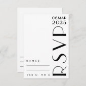Stijlvolle Art Deco Zwart Wit bruiloft RSVP Kaartje (Voorkant / Achterkant)