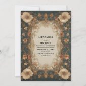 Stijlvolle Art Nouveau Floral Wedding Kaart (Voorkant)