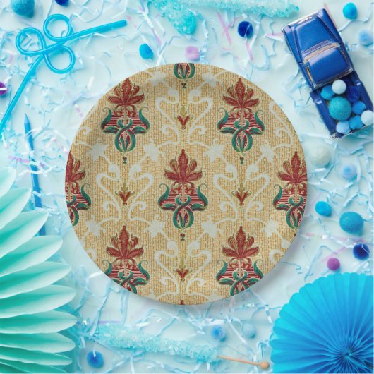 Stijlvolle Art Nouveau Tulip Foliage BBQ Tuinfeest Papieren Bordje (Feest)