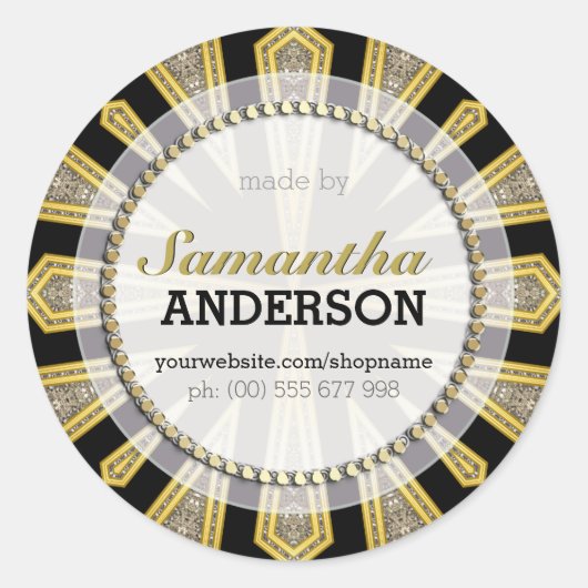 Stijlvolle ArtDeco Goud Zwarte Labels Stickers Mad (Voorkant)