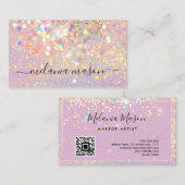 Stijlvolle artistieke holografische Glitter QR-cod Visitekaartje (Voorkant / Achterkant)