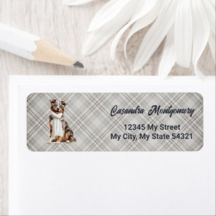 Stijlvolle Australian Shepherd-hond geruite adresl Etiket