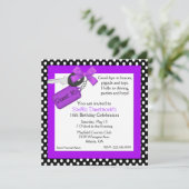 Stijlvolle autosleutels Sweet 16 Uitnodiging (Staand voorkant)