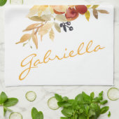 Stijlvolle Autumn Herfst Waterverf Floral Theedoek (Gevouwen)