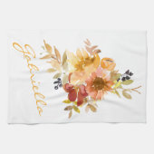 Stijlvolle Autumn Herfst Waterverf Floral Theedoek (Horizontaal)