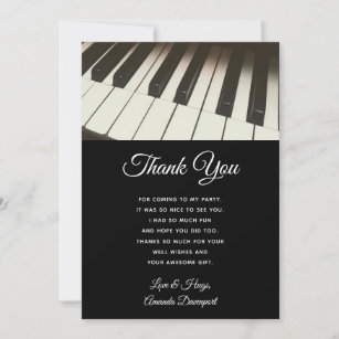 Stijlvolle B&W Piano Keys Foto Dank u Bedankkaart