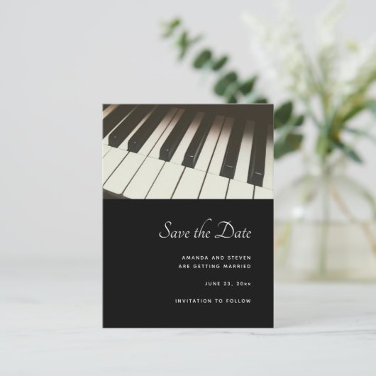 Stijlvolle B&W Piano Keys Foto - Sparen de Datum Uitnodiging Briefkaart (Staand voorkant)