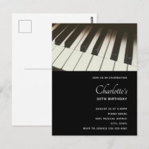 Stijlvolle B&W-pianotoetsen Foto - Uitnodiging voo