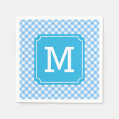 Stijlvolle baby Blue Gingham Monogram personaliser Servet (Voorkant)