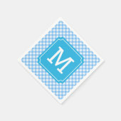 Stijlvolle baby Blue Gingham Monogram personaliser Servet (Hoek)