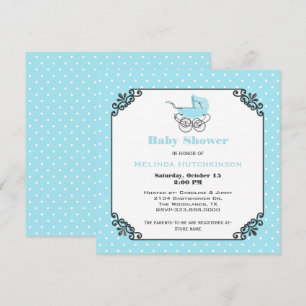 Stijlvolle baby boy stippen baby shower uitnodigin kaart