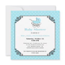 Stijlvolle baby boy stippen baby shower uitnodigin