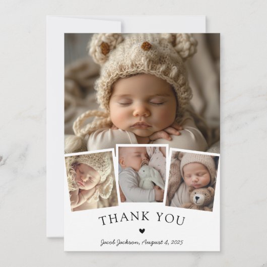 Stijlvolle Baby Photo Collage Modern Dank u Bedankkaart (Voorkant)