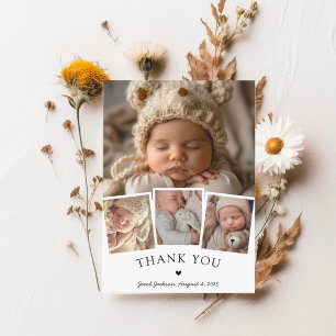 Stijlvolle Baby Photo Collage Modern Dank u Bedankkaart