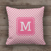 Stijlvolle Baby Pink Gingham naam Monogram Kussen