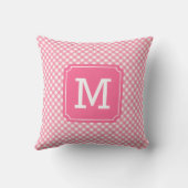 Stijlvolle Baby Pink Gingham naam Monogram Kussen (Achterkant)