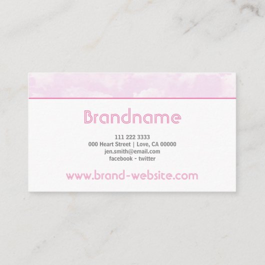 Stijlvolle Baby roze hemelkleuren Visitekaartje (Achterkant)