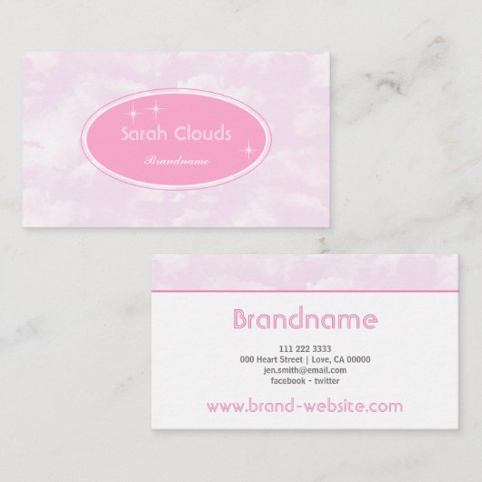 Stijlvolle Baby roze hemelkleuren Visitekaartje (Voorkant / Achterkant)
