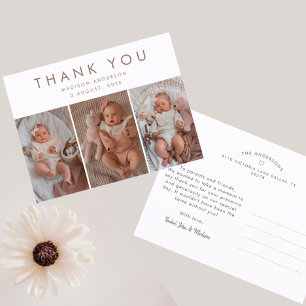 Stijlvolle Baby Shower 3 Foto's Bedankt  Briefkaart