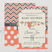 Stijlvolle baby shower uitnodiging (Voorkant / Achterkant)