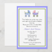 Stijlvolle Baby shower-uitnodiging voor tweelingko Kaart (Voorkant / Achterkant)