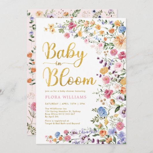 Stijlvolle Baby van wilde bloemen in Bloom Garden Kaart (Voorkant / Achterkant)