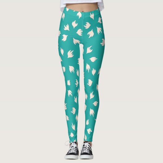 stijlvolle babyblauw en wit leggings (Voorkant)