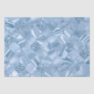 Stijlvolle babyblauwe glitters en folie quatrefoil tissuepapier
