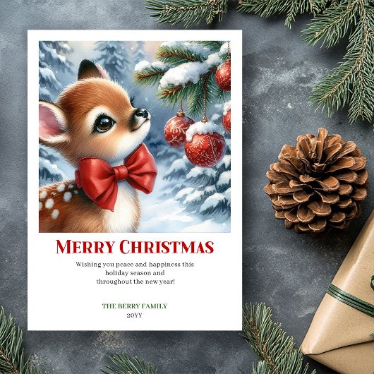 Stijlvolle Babyree Kerst Scene Waterverf Kaarten