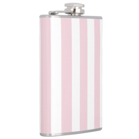 Stijlvolle babyroze en wit gestreepte moderne vint heupfles (Rechts)