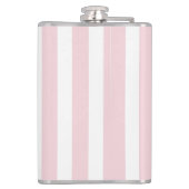 Stijlvolle babyroze en wit gestreepte moderne vint heupfles (Achterkant)