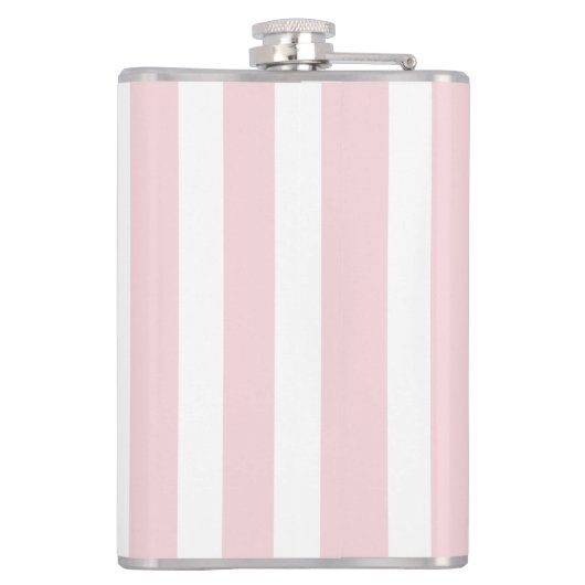 Stijlvolle babyroze en wit gestreepte moderne vint heupfles (Achterkant)