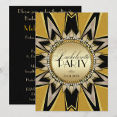Stijlvolle Bachelorette Gold Black Party-uitnodigi Kaart (Voorkant / Achterkant)
