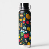 Stijlvolle Back to School iconen Waterfles (Achterkant)