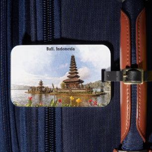 Stijlvolle Bali Indonesië Azië Tempel Architectuur Bagagelabel