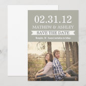 Stijlvolle banner grijs sparen de datum nodigt uit save the date (Voorkant / Achterkant)