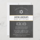 STIJLVOLLE BAR MITZVAH minimaal grijs krijtbord go Kaart (Voorkant)